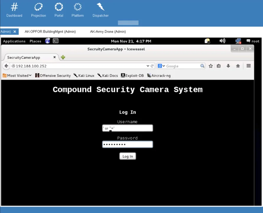 Screenshot of a Log In page to a Compound Security Camera System.