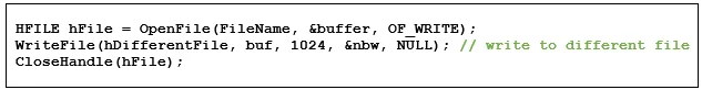 Figure 6: Example code that appears to implement FileWriteTransaction signature.