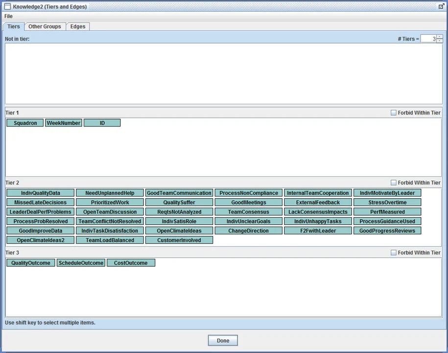 Screenshot of knowledge box within the Tetrad tool.